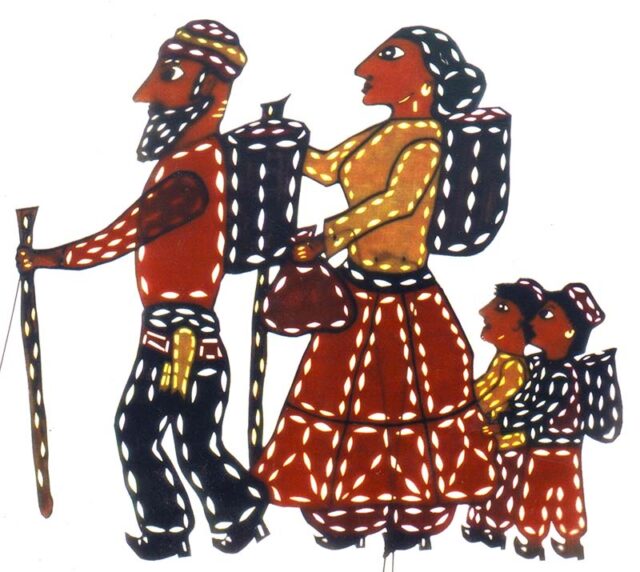 fatima family color shadow puppets by Anne Sawyer