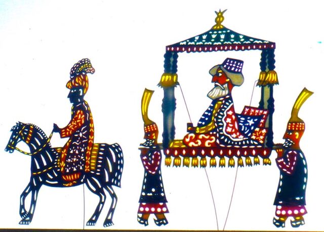 fatima sultan color shadow puppets by Anne Sawyer
